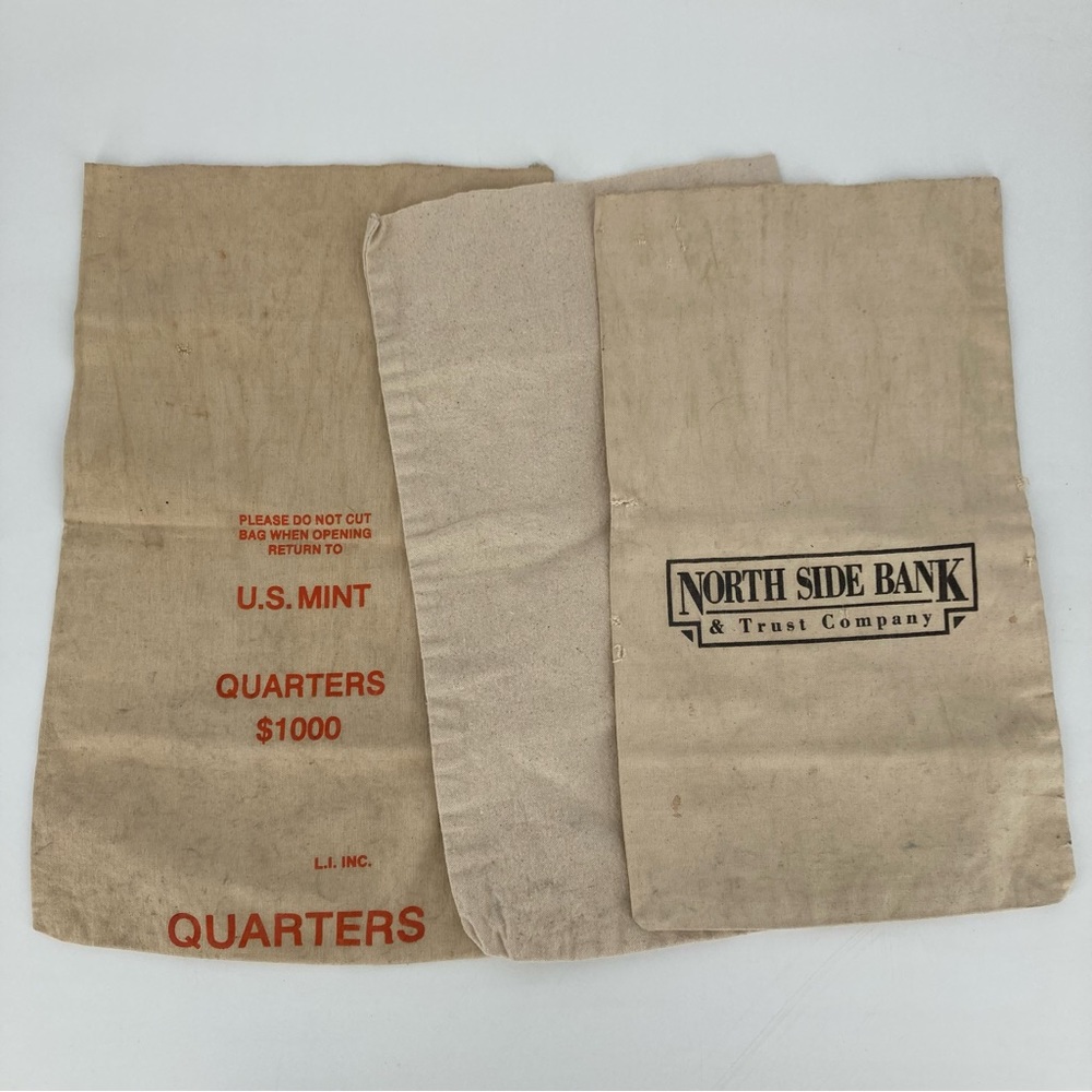 Vintage Bank Bags Lot Collectible Memorabilia Upcycle Unique Gift Wrap Recycle